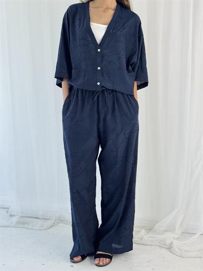 Retrobird Tasarım Şort Astarlı Koyu Lacivert Bol Pantolon