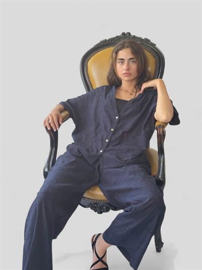 Retrobird Tasarım Şort Astarlı Koyu Lacivert Bol Pantolon