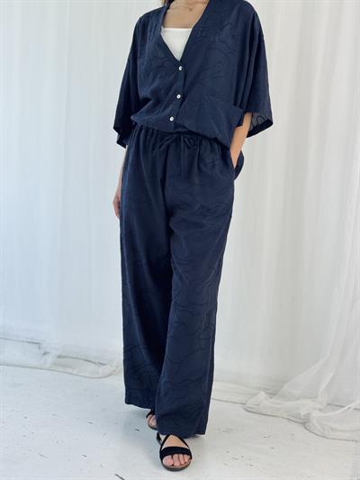 Retrobird Tasarım Şort Astarlı Koyu Lacivert Bol Pantolon