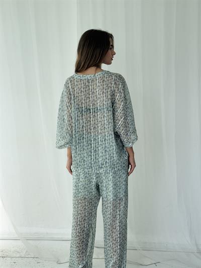 Retrobird Tasarım Mint Şort Astarlı Şifon Pantolon