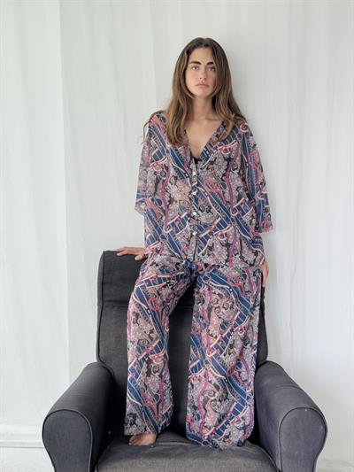 Retrobird Tasarım Mürdüm Şort Astarlı Şifon Pantolon