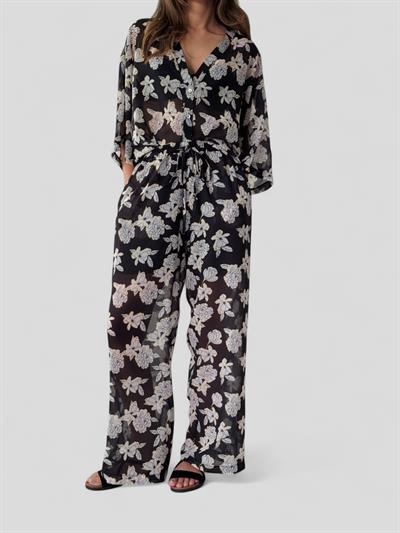 Retrobird Tasarım Siyah Beyaz Şort Astarlı Şifon Pantolon