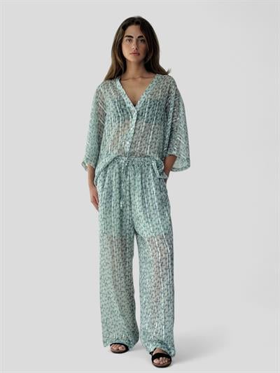 Retrobird Tasarım Mint Şort Astarlı Şifon Pantolon