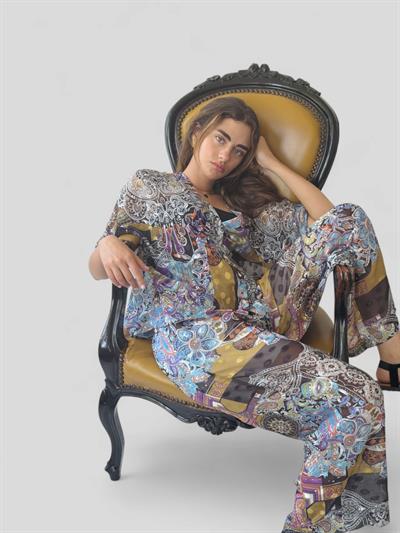 Retrobird Tasarım Şort Astarlı Açık Mavi Şifon Pantolon