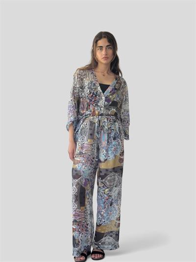 Retrobird Tasarım Şort Astarlı Açık Mavi Şifon Pantolon