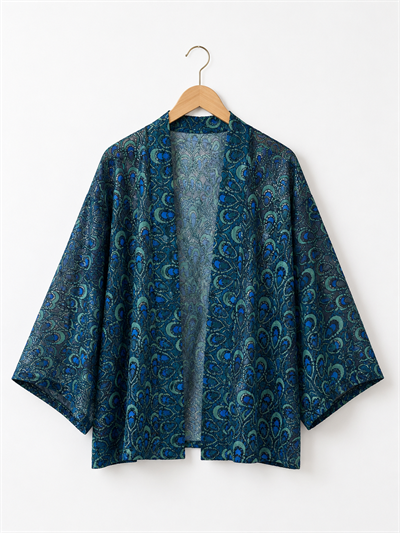 Retrobird Tasarım Transparan Dantel Boho Mini Kimono