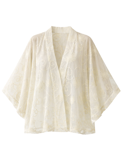 Retrobird Design Tulle Ivory Mini Kimono