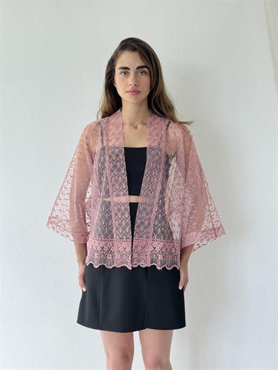 Retrobird Design Dusty Rose Tulle Mini Kimono