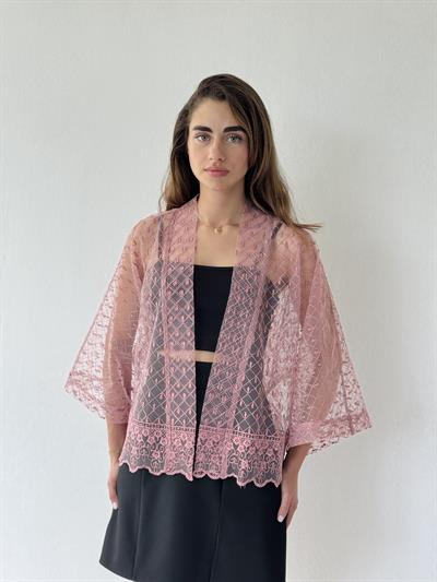 Retrobird Design Dusty Rose Tulle Mini Kimono