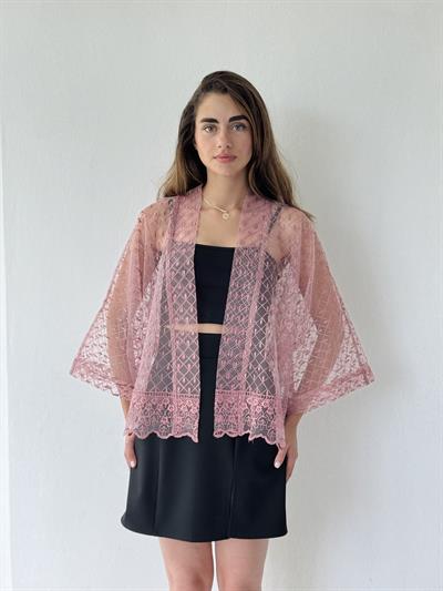 Retrobird Design Dusty Rose Tulle Mini Kimono