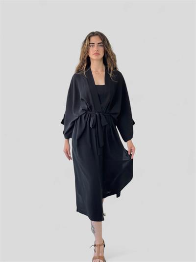 Retrobird Black Design Long Kimono