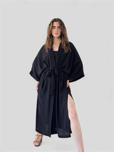 Retrobird Black Design Long Kimono