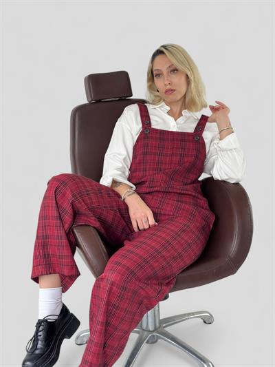 Retrobird Tasarım Vişne Renkli Uzun Tulum Salopet