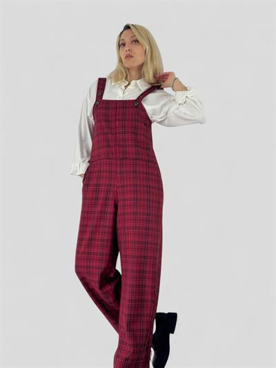 Retrobird Tasarım Vişne Renkli Uzun Tulum Salopet