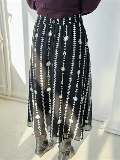 Retrobird Tasarım Valerie Şifon Siyah Uzun Kloş Etek