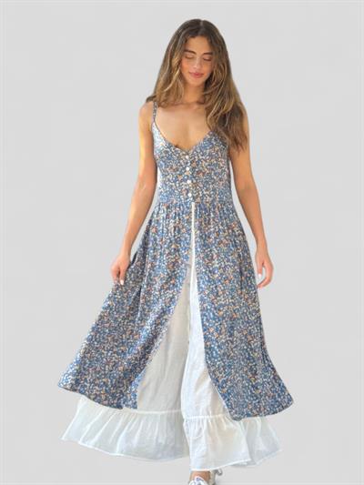 Retrobird Tasarım Viktorya Dönemi Countryside Mavi Elbise