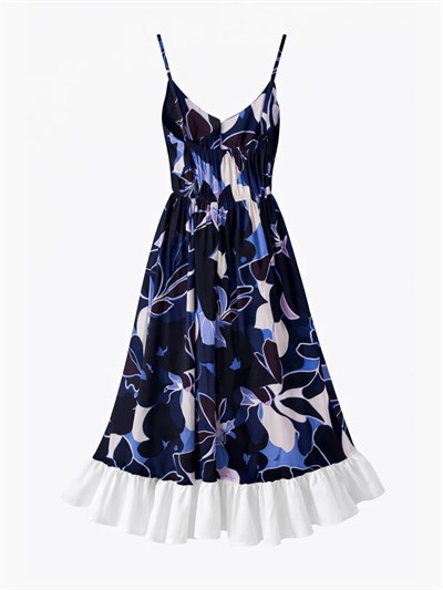 Retrobird Design Victorian Countryside Dark Blue Dress