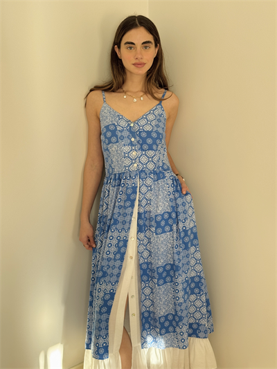 Retrobird Design Victorian Countryside Bodrum Blue Dress