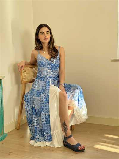 Retrobird Design Victorian Countryside Bodrum Blue Dress