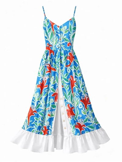 Retrobird Design Victorian Countryside Coral Dress