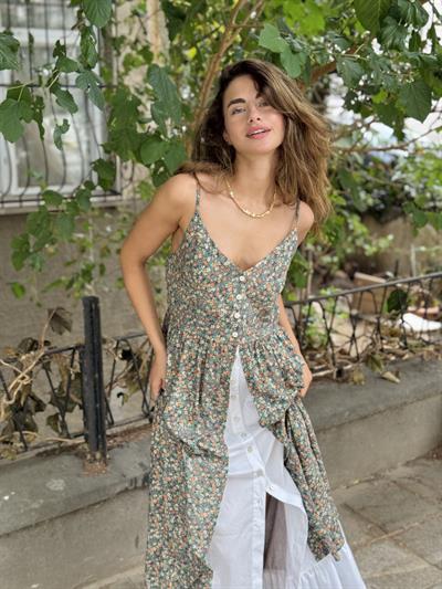 Retrobird Tasarım Viktorya Dönemi Countryside Yeşil Elbise