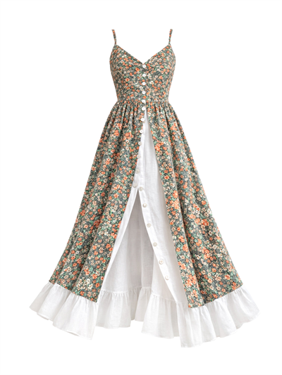 Retrobird Design Victorian Countryside Green Dress