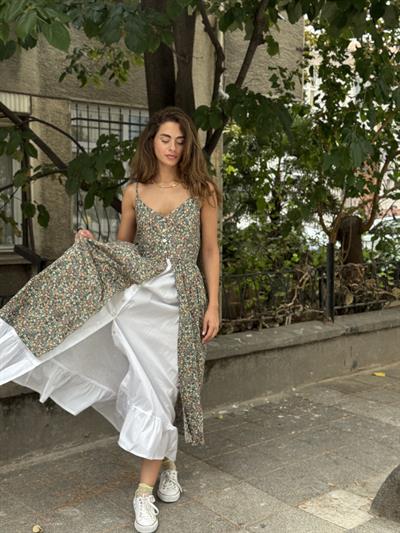 Retrobird Tasarım Viktorya Dönemi Countryside Yeşil Elbise