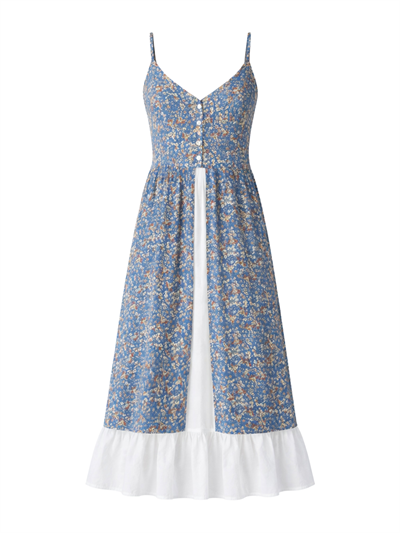 Retrobird Design Victorian Countryside Blue Dress