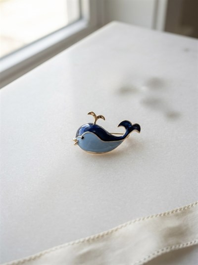 Retrobird Tasarım Vintage Marin Renkli Balina Broş Yaka İğnesi