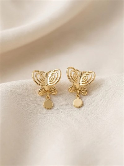 Retrobird Tasarım Vintage Style Altın Renkli Küpe
