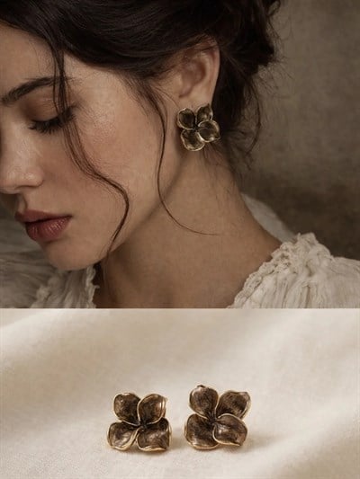 Retrobird Tasarım Vintage Style Kahverengi Küpe