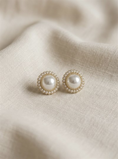 Retrobird Tasarım Vintage Style İnci - Sarı Renkli Küpe