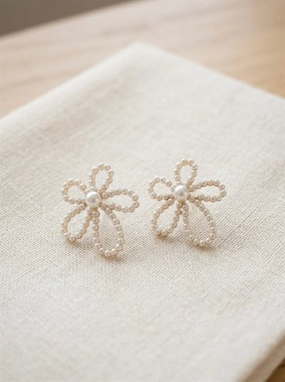 Retrobird Vintage Style Krem - Gold Tasarım Küpe