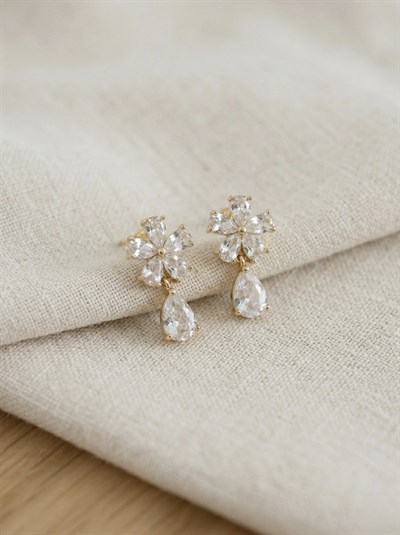 Retrobird Vintage Style Tasarım Beyaz - Altın Renkli Küpe