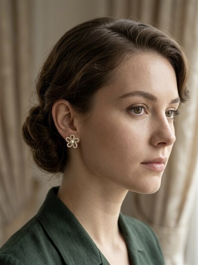 Retrobird Vintage Style Tasarım Gümüş Renkli Küpe