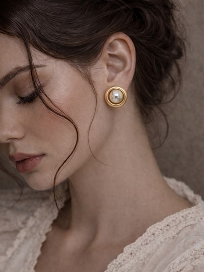 Retrobird Vintage Style Altın - Gümüş Renkli Tasarım Küpe