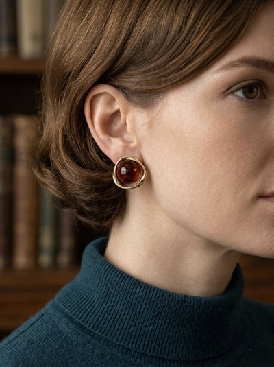 Retrobird Vintage Style Kahverengi Küpe