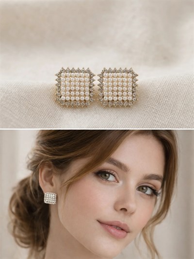 Retrobird Vintage Style İnci Renkli Tasarım Küpe