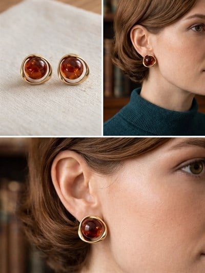 Retrobird Vintage Style Kahverengi Küpe