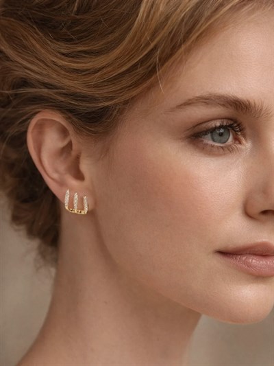 Retrobird Vintage Style Renkli - Altın Rengi Küpe