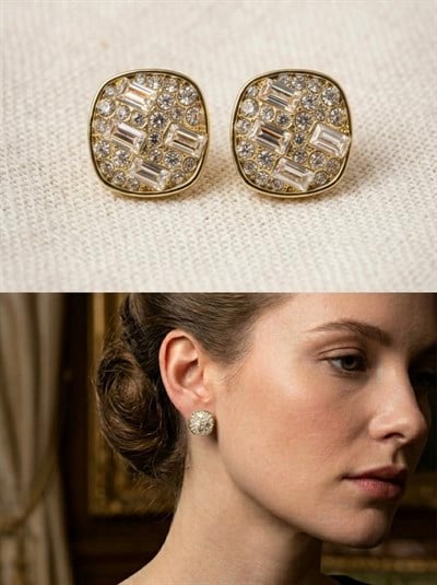 Retrobird Vintage Style Gold Renkli Tasarım Küpe