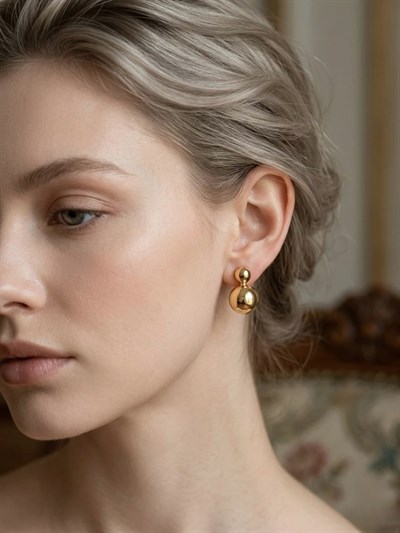 Retrobird Vintage Style Altın Renkli Küpe