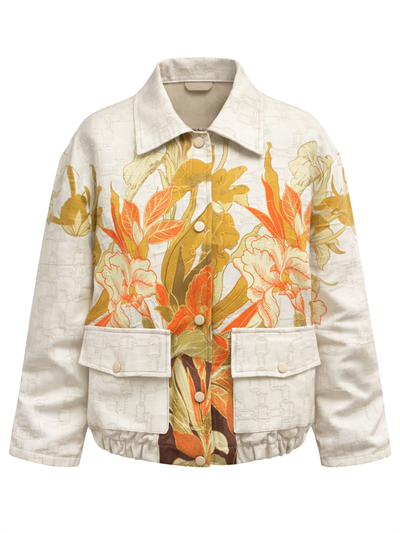 Retrobird Tasarım Yaprak Desenli Brooklyn Bomber Ceket
