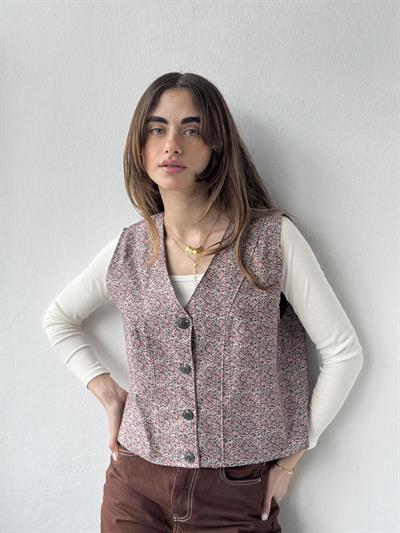 Retrobird Tasarım Bej Renkli Yelek