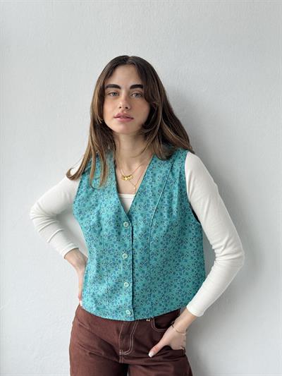 Retrobird Tasarım Turkuaz Renkli Yelek