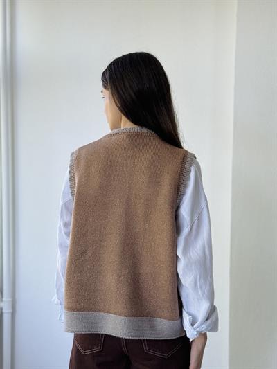 Retrobird Tasarım Nakış Balık Kabartmalı Taba Simli Yelek