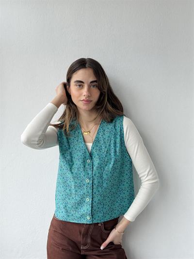 Retrobird Tasarım Turkuaz Renkli Yelek