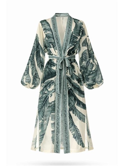 Retrobird Tasarım Yeşil Palmera Wrap Kimono