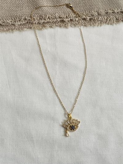 Retrobird Stone Evil Eye Yellow Color Steel Necklace