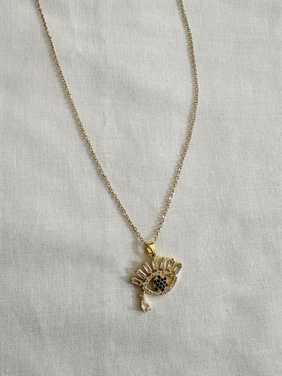 Retrobird Stone Evil Eye Yellow Color Steel Necklace